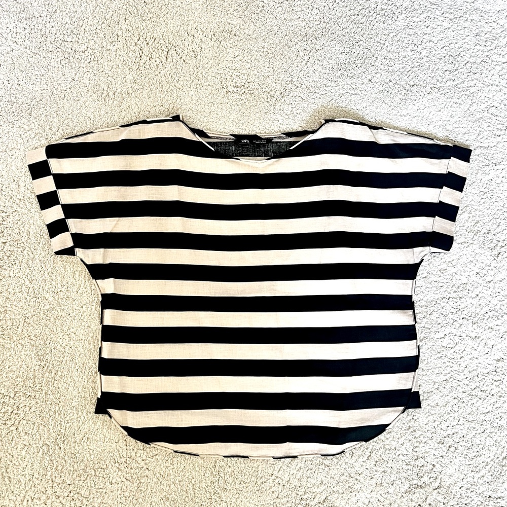 Zara Linen Striped Top Size L